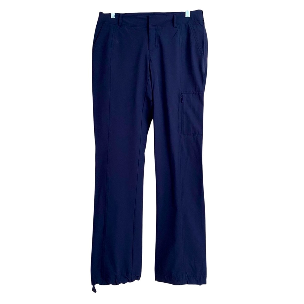 ATHLETA Navy Blue Trek Hike Jog Casual Pants Size 4 Drawstring Hem Cuff Athletic